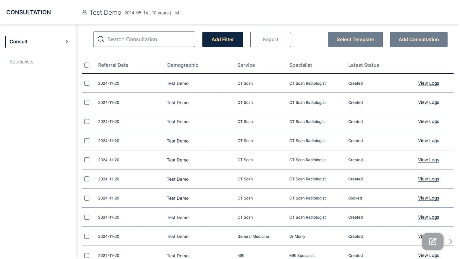 Consultation Dashboard