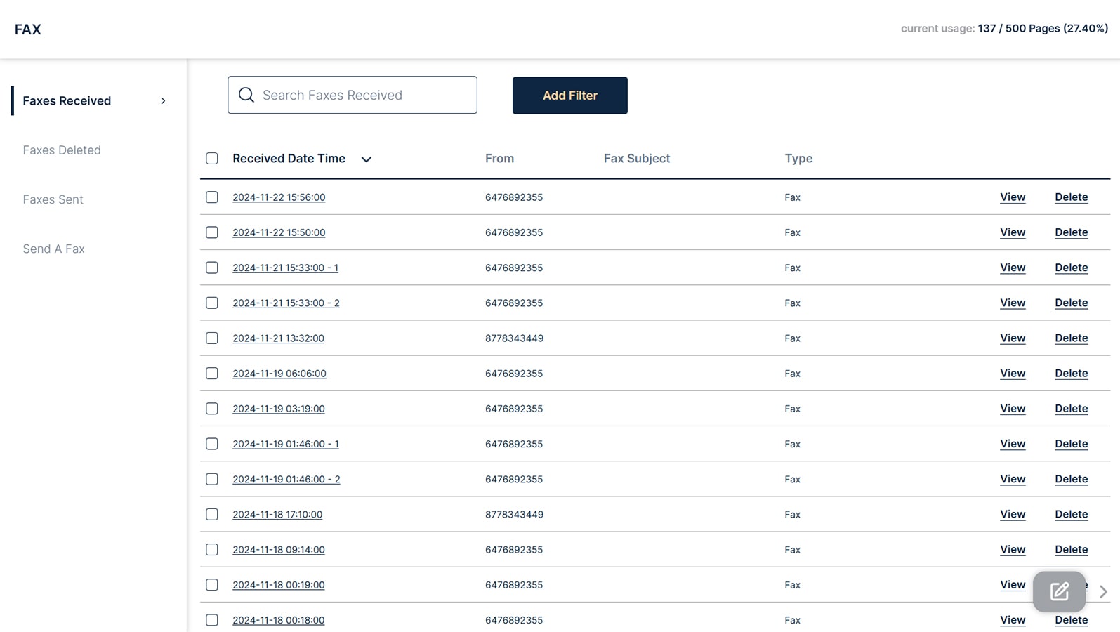 Fax Dashboard