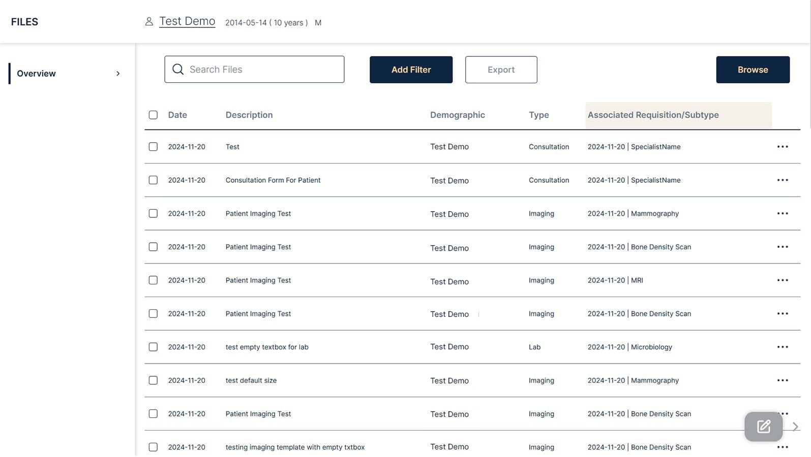 Files Dashboard