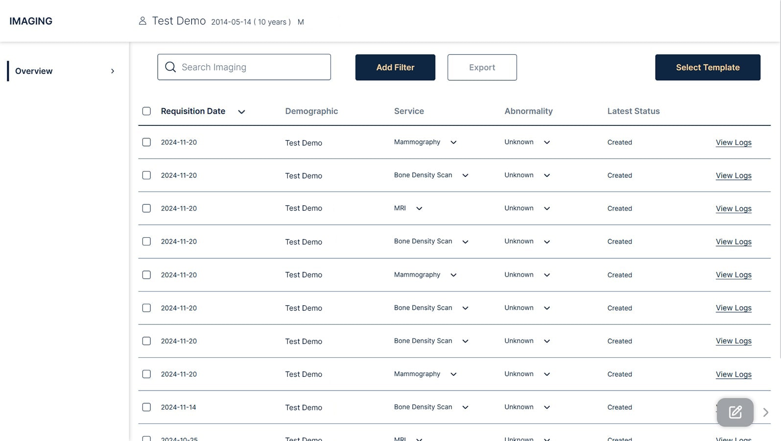 Imaging Dashboard