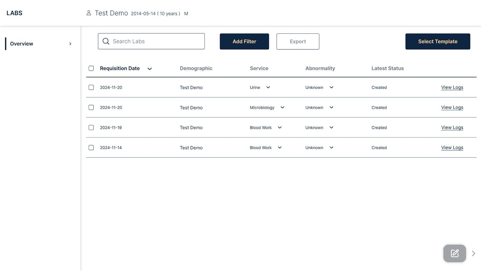 Labs Dashboard