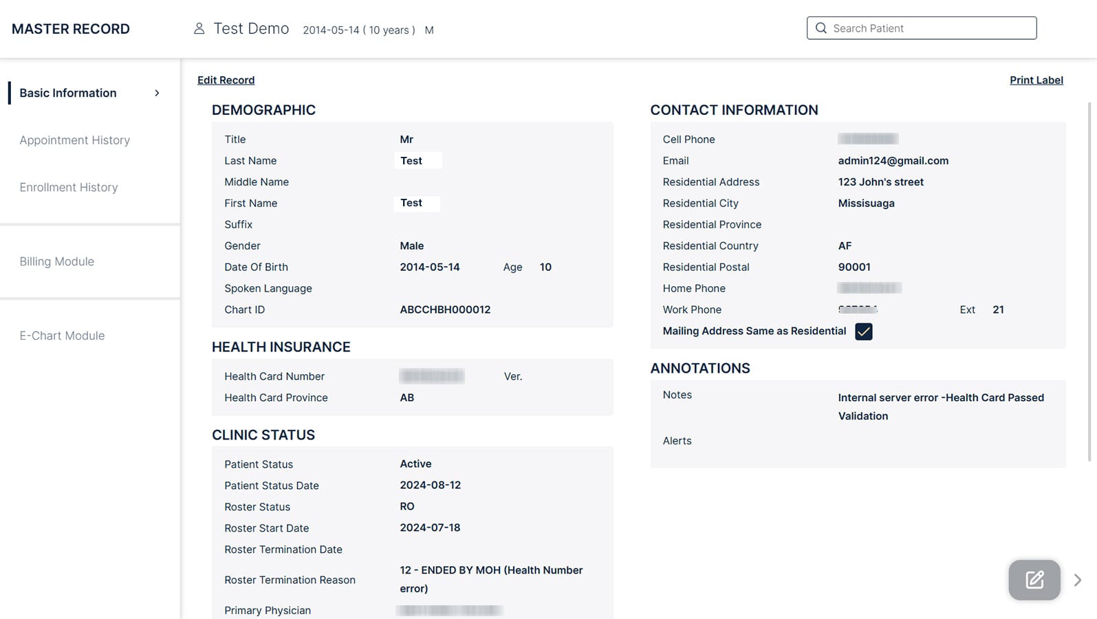 Master Records Dashboard